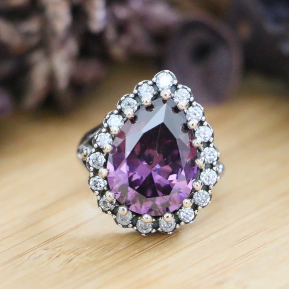 925 Sterling Silver, Purple Cubic Zirconia Stones - Picture 4 of 10